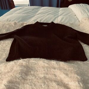 Alex Mill Charcoal Ribbed Crewneck Sweater with Red Trim